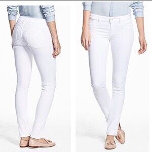 DL1961 Amanda Skinny Jeans Smart Denim in Porcelain White Mid-Rise Stretchy